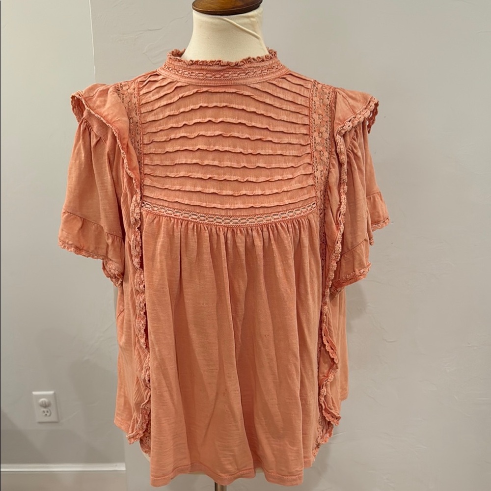 Women's Peach Ruffled Top